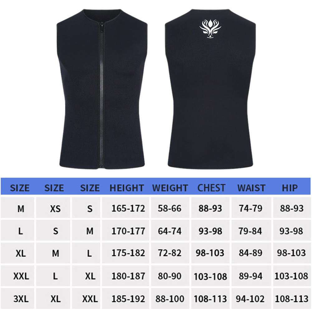 Men Wetsuit Top 3mm Neoprene Wetsuit Vest with Front Zipper Sleeveless Top Thermal Diving Vest for Surfing Snorkeling