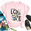 Fashion Women T Shirt Flower Printed T Shirt Casual Black Tops 90s Ladies Girl Tee Shirt Female Harajuku Graphic T -Shirt
