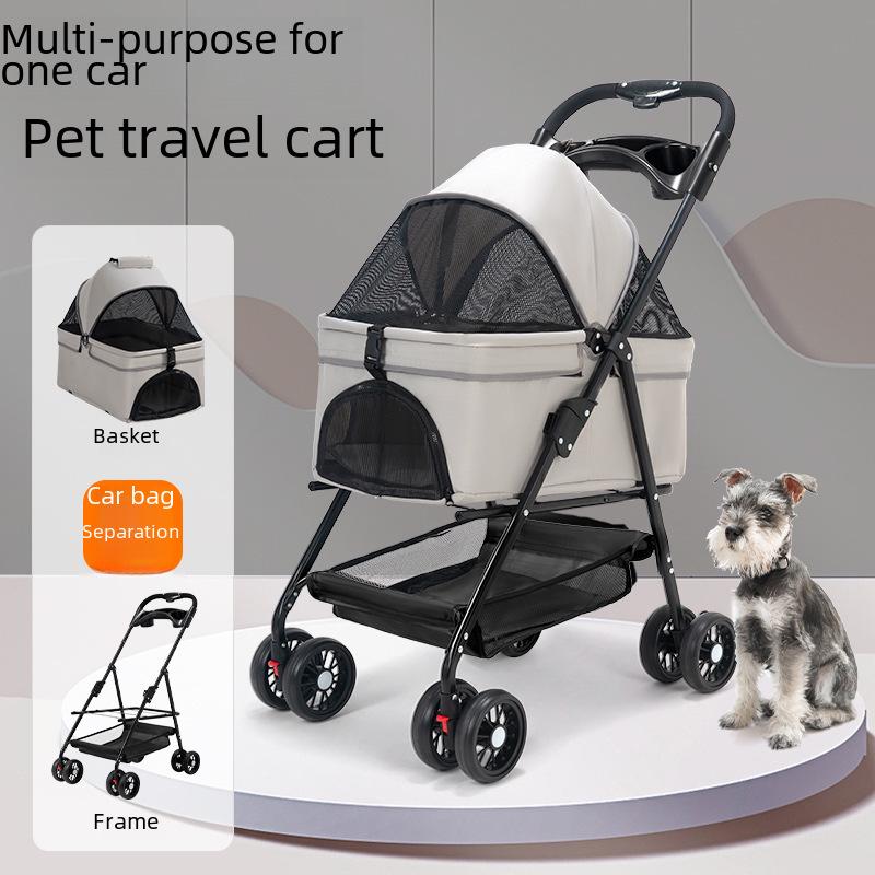 Lightweight and Foldable Pet Stroller for Small Dogs, Cats, and Teddy Bears, Ideal for Outdoor Travel