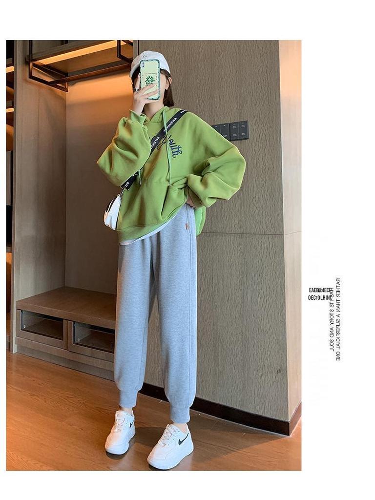 Women's Gray Loose Harem Joggers - Spring/Autumn, Casual Slimming Fit, Unisex Style