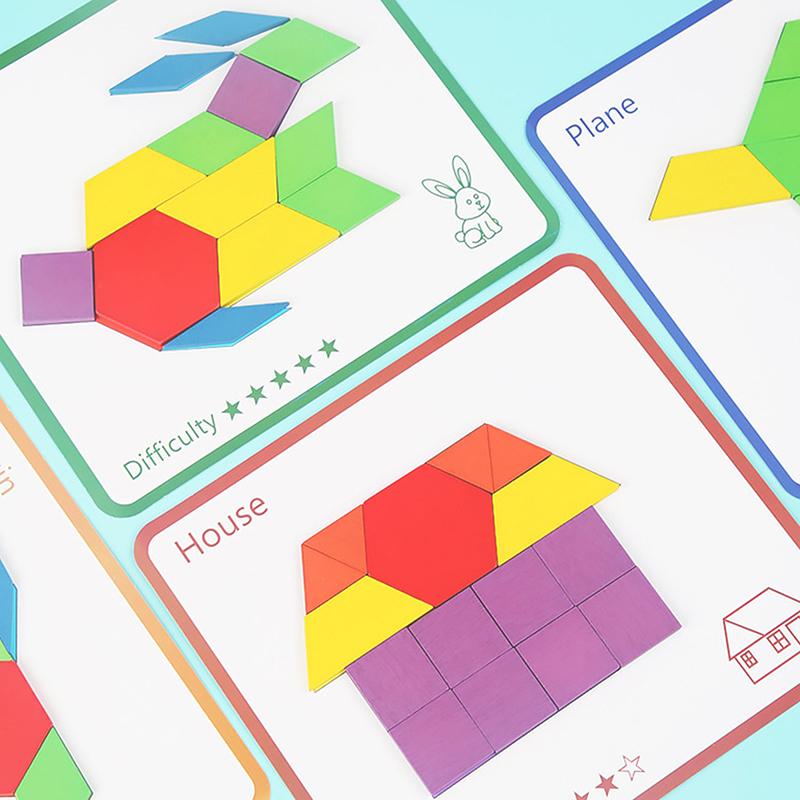 155 шт. Деревянные узорные блоки для мальчиков и девочек в подарок, Набор узоров геометрических фигур, Занятие с узорными блоками, Пазлы для детей