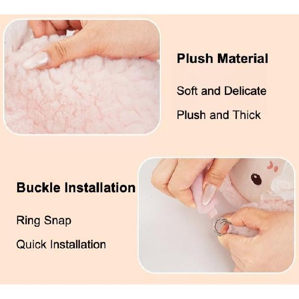 Car Tissue Holder Plush Animal Paper Towel Box Cute Rabbit Hanging Backseat Organizer for Cars Adorable Decorative Tissue Dispenser (Pink Rabbit)