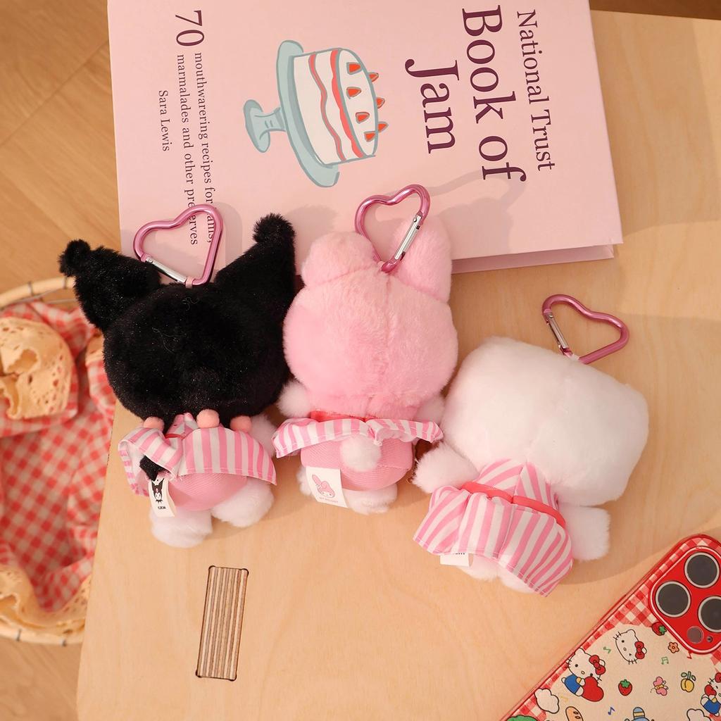 Sanrio Peluche Hello Kitty Kuromi Melody Cinnamoroll Stuffed Toys Pendant Cute Plush Toys Keyring Anime Keychain Birthday Gift