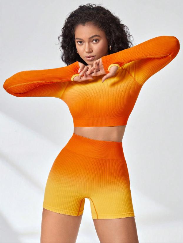 

Европейский и американский спортивный комплект-двойка для йоги весна/лето 2023 — профессиональная облегающая фитнес-одежда Small