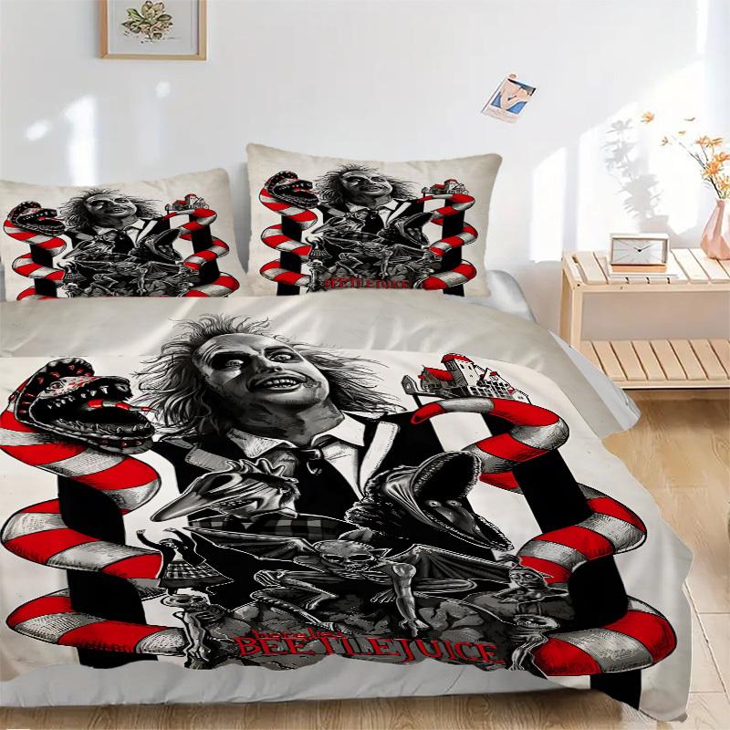 

3pcs Beetlejuice Duvet Cover Set (1 Duvet Cover + 2 Pillowcases, No Core) - Comfortable, And Breathable Bedroom Decoration yy251104052 135x200cm