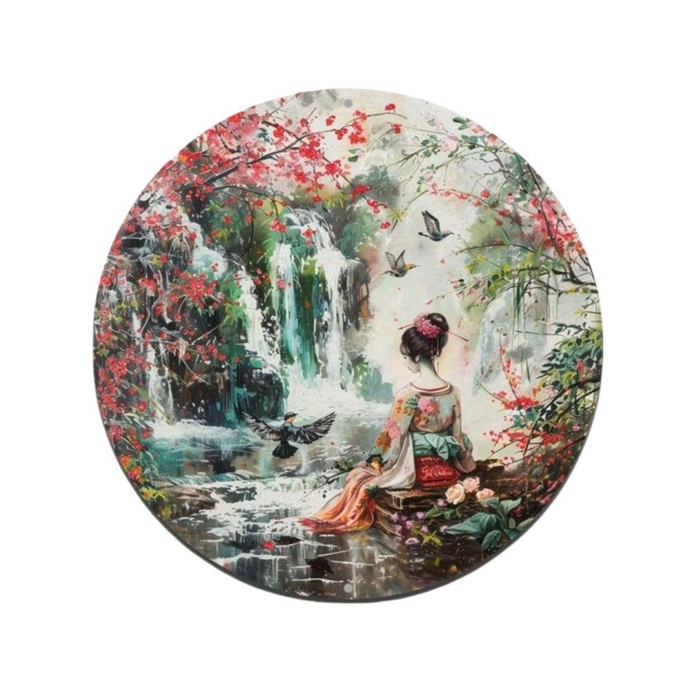 Metal Wall Art Tin Sign Japanese Kimono Round 2D Art Design 20cm
