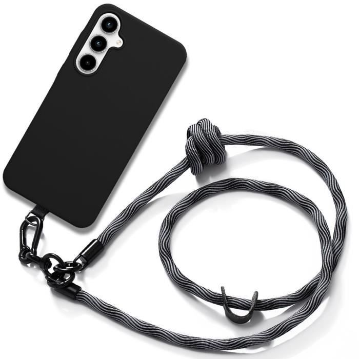 Coque en Silicone - Booling - pour Samsung Galaxy A35 5G - Antichoc - Souple - Cordon Amovible Gris