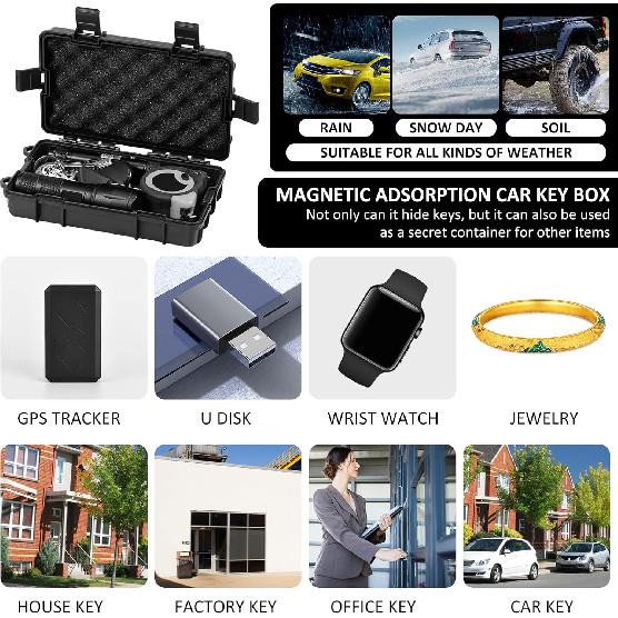 Magnetic Key Box Under Car Vehicles, Hide A Key Magnetic Under Car Key Holder Spare Key Hider, Waterproof Hidden Key Holder Case for Outdoor Travel,