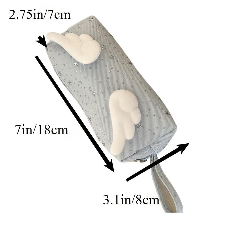 Korean Style Handheld Makeup Bag, Large Capacity Cute Wing Storage Pouch, High-Value Cosmetic & Stationery Case for Students