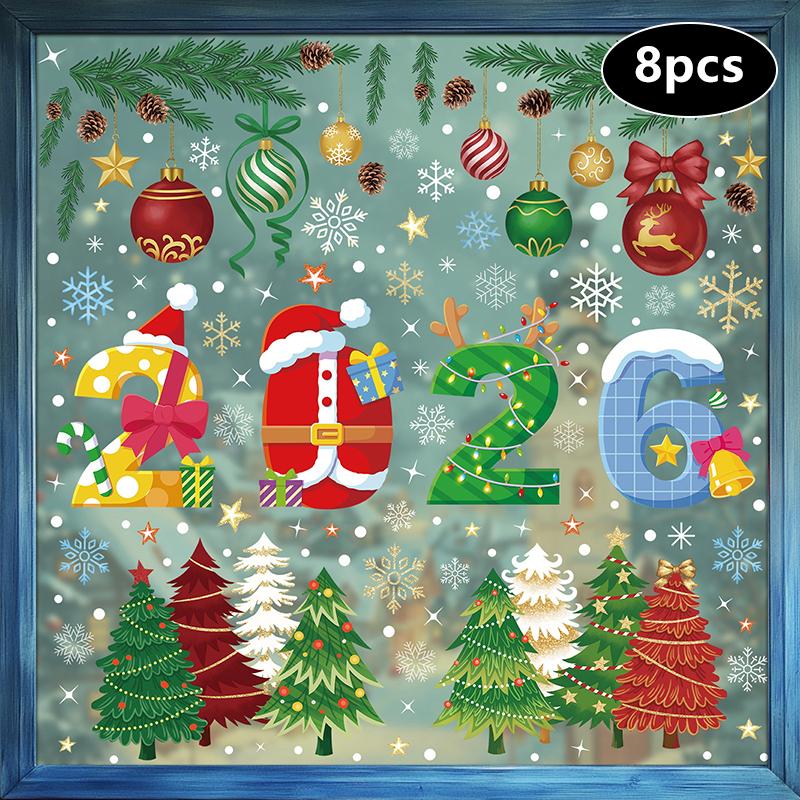 Creative Christmas Decorations, Electrostatic Stickers, Shop Window Decorations, Christmas Decorative Glass Stickers