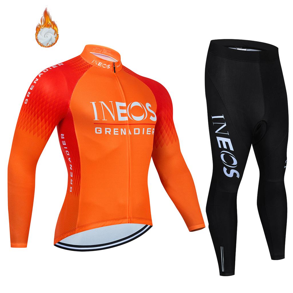 Conjunto de ropa de ciclismo para hombre Ineos Grenadier Pro Team Tricuta 2026: chaqueta, culotte y maillot con gel. Traje de invierno de forro polar.