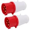 2PCS Industrial Connector 3 Phase 4 Pin 380415V 32A 3P+E IP67 for Airport Tunnel Railway Stadium