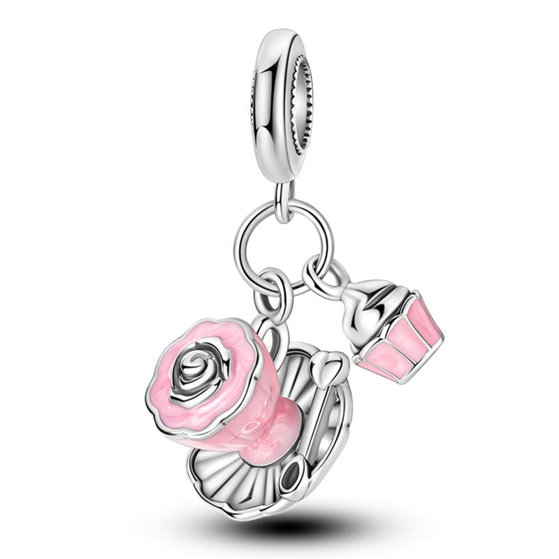 Fits Pan Braceletscopper Charms Color Strawberry Cherry Blueberries Fruit Sweet Original Diy Jewelry Birthday Fine Gifts