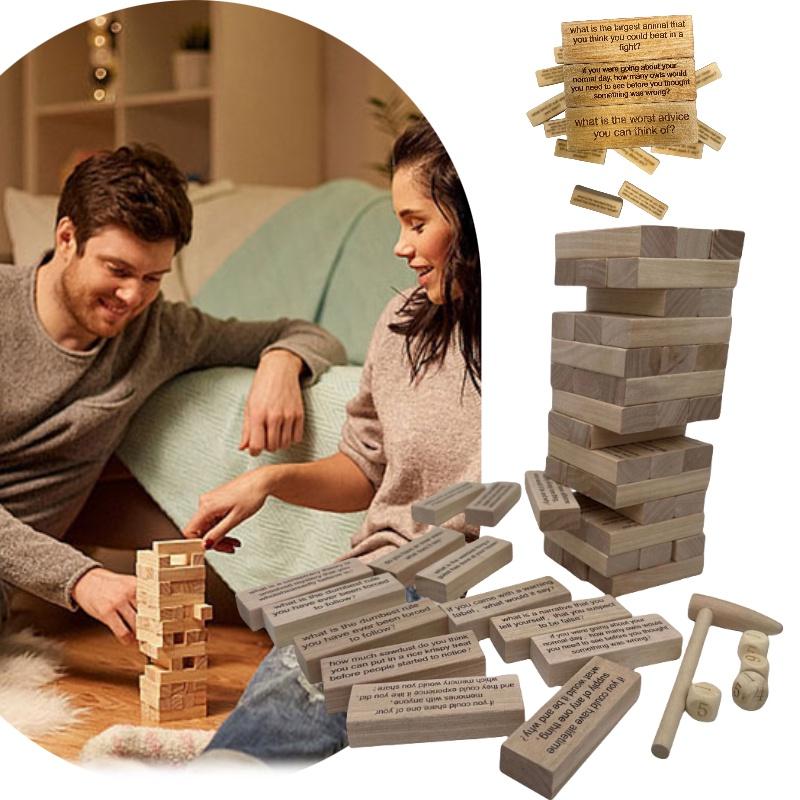 Icebreaker Wooden Stacking Toy Interactive Mind Game For Adults Couples' Bonding Activity