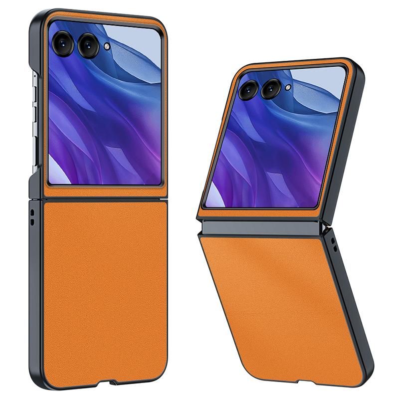 

For Motorola Razr 50 Ultra 5G Case PU Leather+PC Protective Phone Cover Orange
