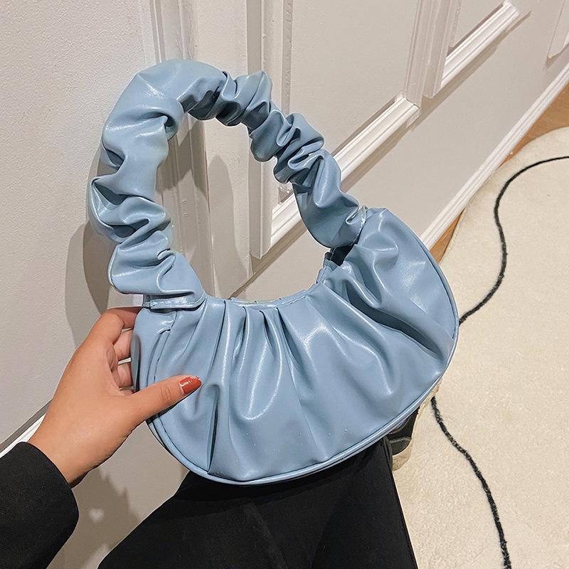 Korean One-Shoulder Pleated Dumpling Tote Bag