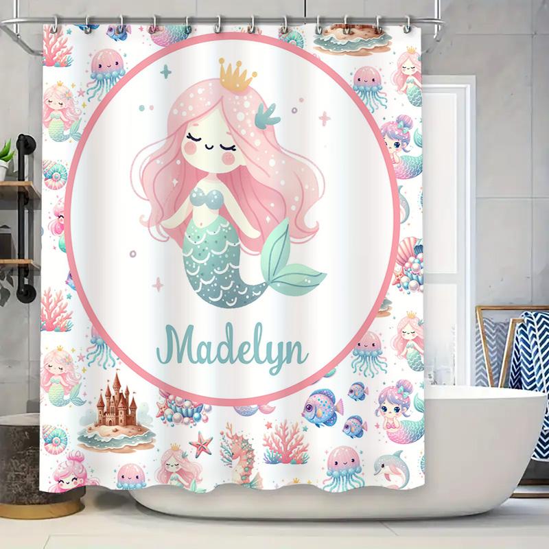 

Whimsical Floral Shower Curtain Set: For Kids Perfect Decoration For Bathroom Decorations W60H190(CM)-1 Pcs