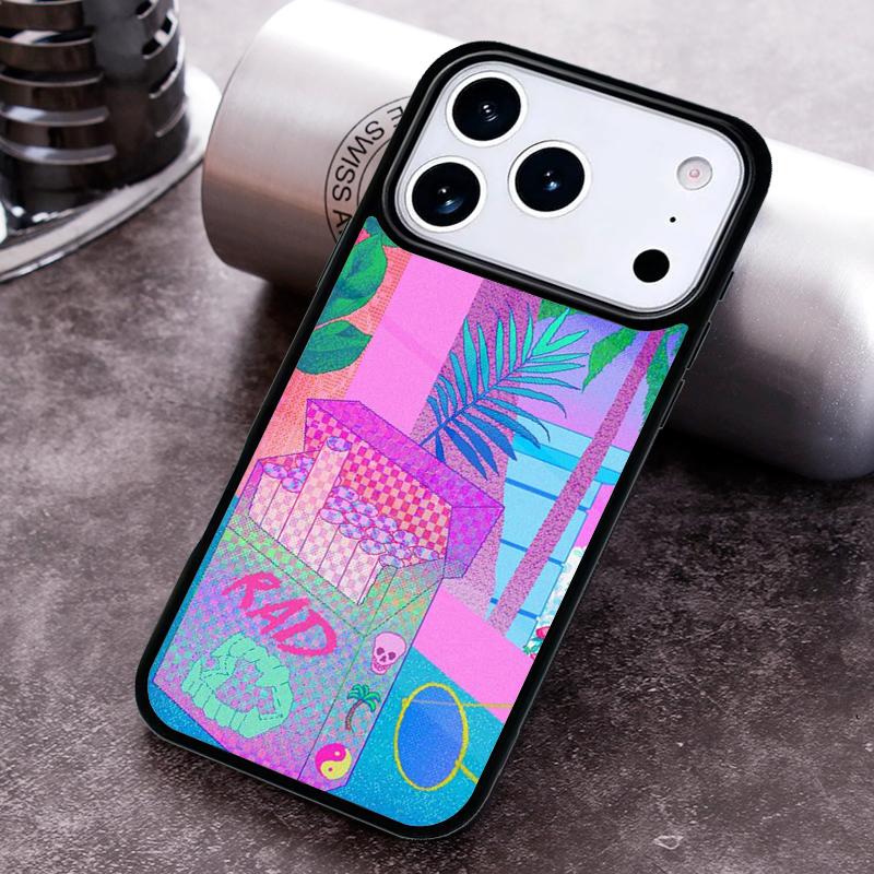 Vaporwave Aesthetic Art Phone Case For iPhone 17,16e,15,14,13,12,11,Mini,Pro,MAX Soft Silicone Cover