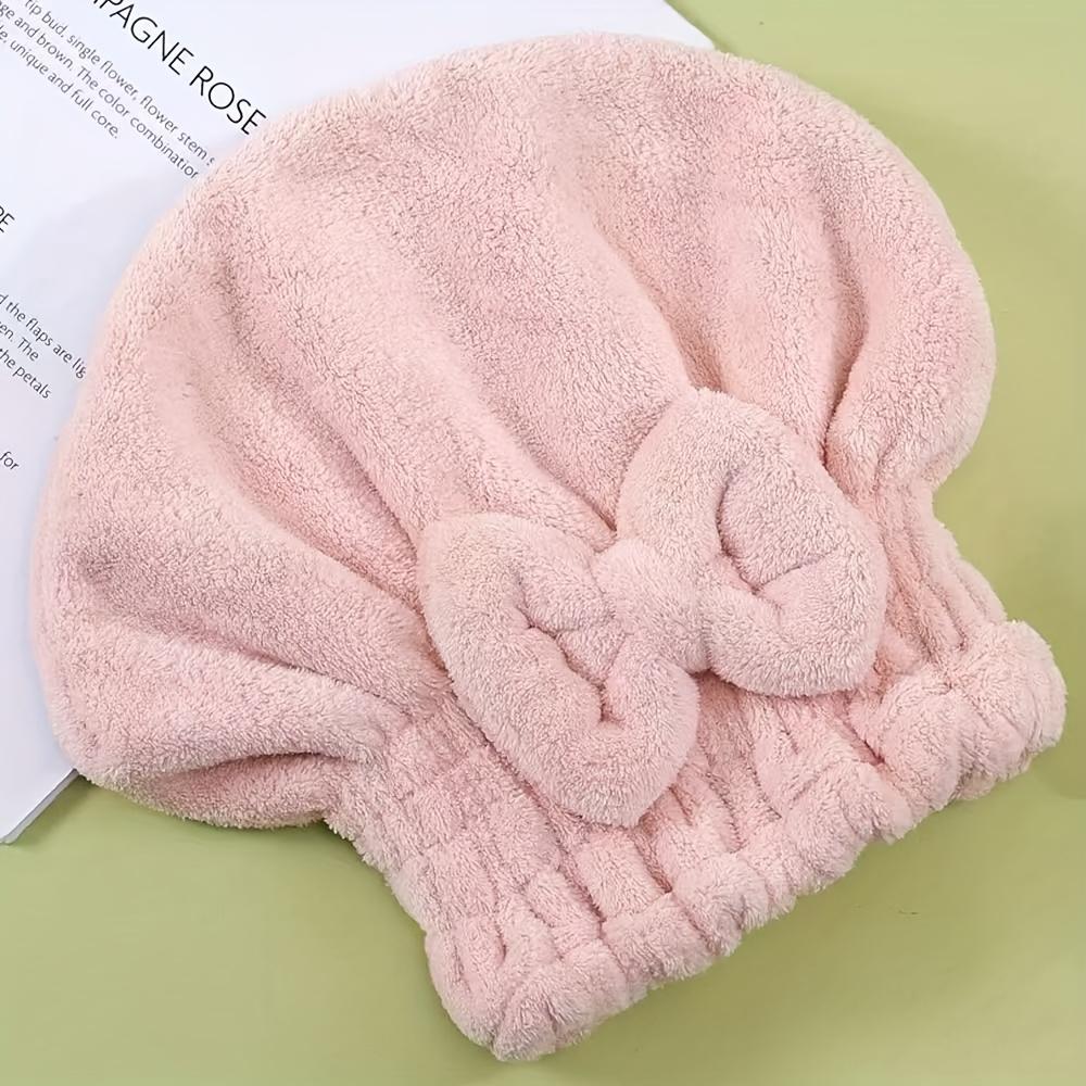 

2pcs 4-Color Thickened Bowknot Hair Drying Cap Princess Style Ultra-Absorbent Quick-Dry Solid Color Bath Cap for Women