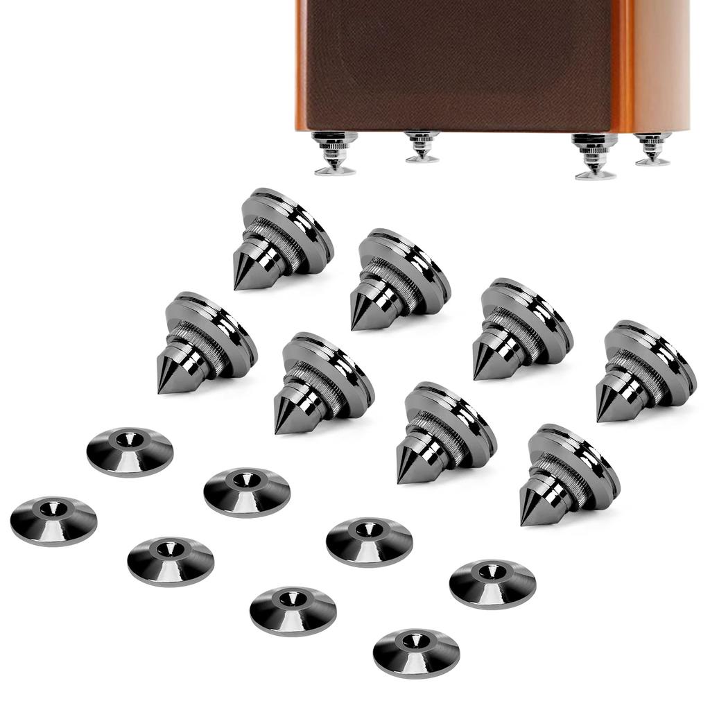 LAMPTOP Speaker Insulators, Set of 8, with Double-Sided Tape, Improved Audio Quality, Anti-Vibration, Adjustable Height, Spike Base, Speaker Board,