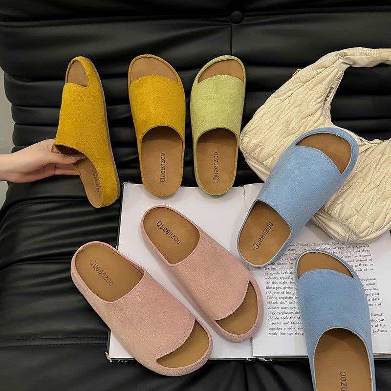 Mori Retro Thick-soled Boken Slippers Women's 2025 New Lazy One-pedal Fashionable Versatile One-word Cool Slippers