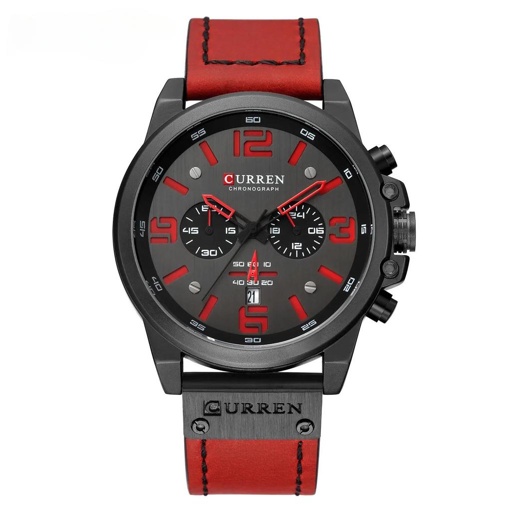 Waterproof Quartz Leather Wristwatch for Men's Daily Wear