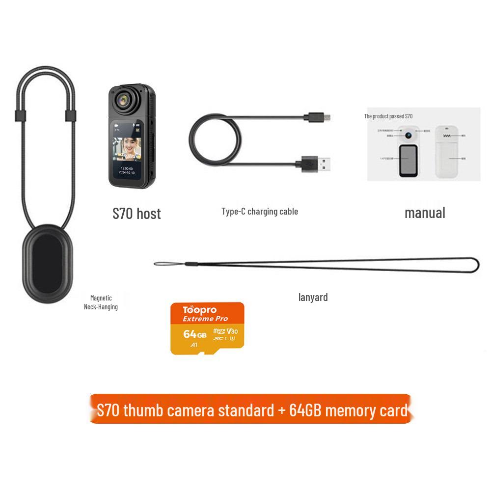 Magnetic 2.7K Night Vision Action Camera with Image Stabilization - Wearable Outdoor Thumb Camera for Cycling