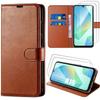 Protective Case - BOOLING - for Samsung Galaxy A16 5G/4G - Brown Leather Effect - 2 Tempered Glasses - Shockproof