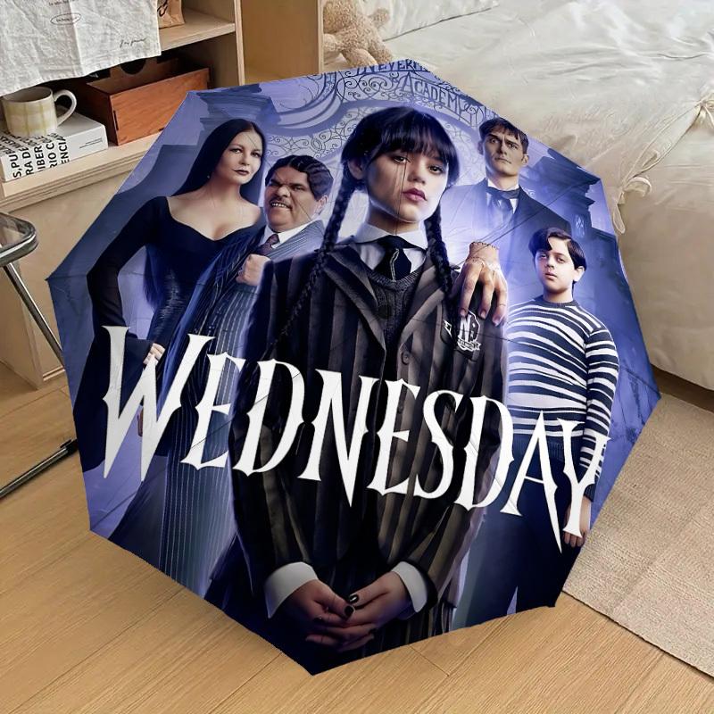 

1pc Wednesday Automatic Folding Umbrella, Portable Collapsible Design, Casual Outdoor Accessory L1127118