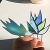 2 Combo, 3 Combo, Succulent Stained Glass Agave Glass Decorative (No Pots) for countertops, Indoor Decorations, Gifts for Plant Lovers (Colored Blue)