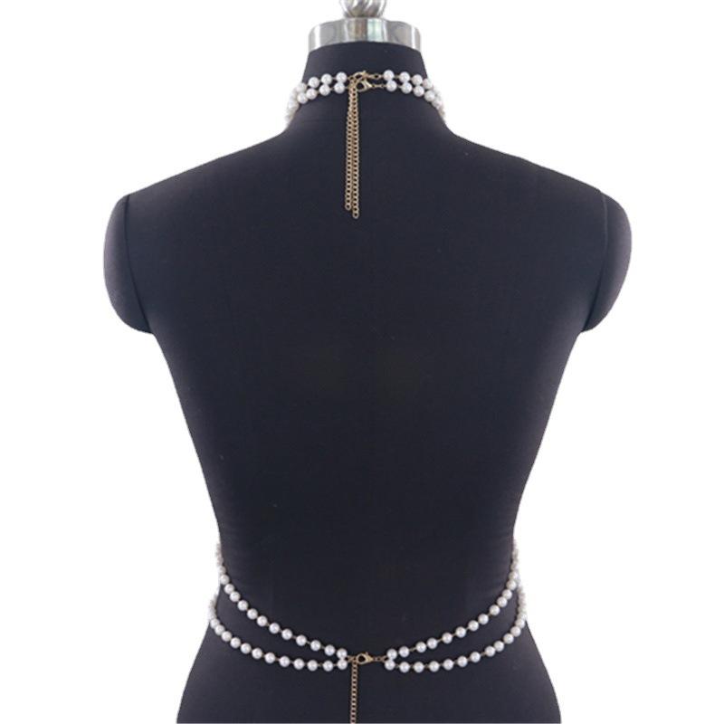 Sexy Fashion Imitation Pearls Tassel Body Chain Waist Belly Chain Woman Female Body Jewelry Bohomia Summer Clothing Accessoires