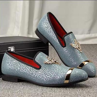 Fashion Men's Velvet Loafers Dress Shoes Metallic Embellished Party Luxury Loafers Zapatos Hombre  A27
