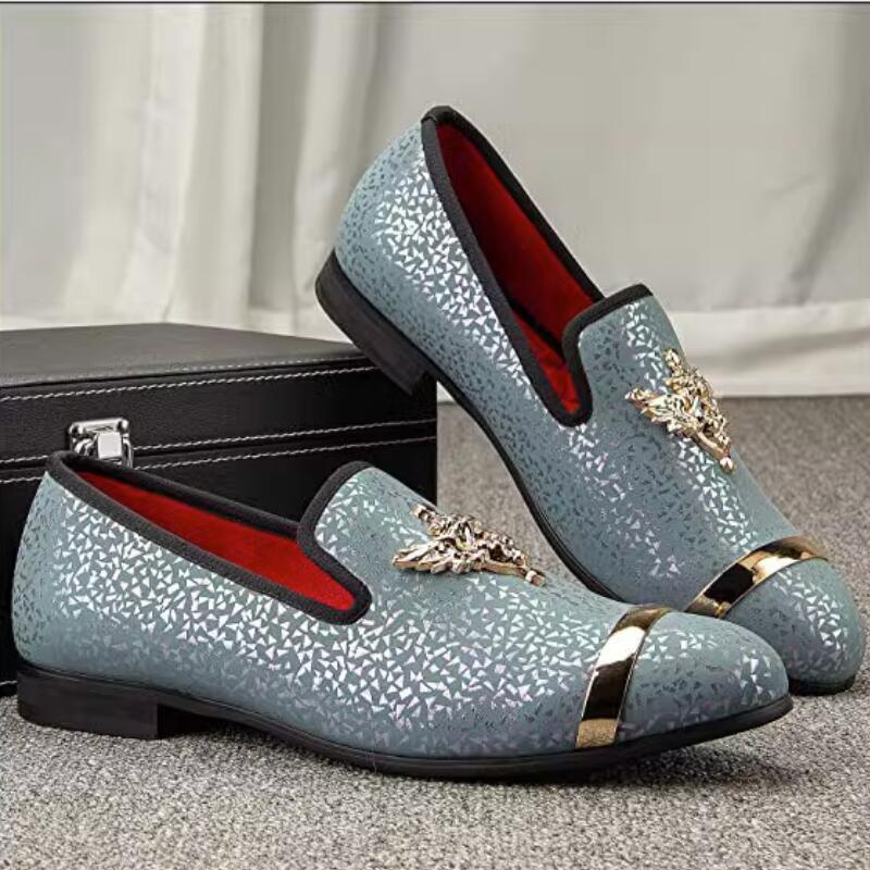 

Мужские бархатные лоферы, модельная обувь, металлизированные, украшенные, для вечеринки, роскошные лоферы, Zapatos Hombre a27 47