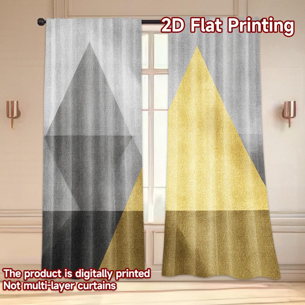 Flat Printing Curtains Without Rod Golden Triangle Abstract Valentine Is Day Festival Versatile Curtain Set Of 2 Minimalist Made Polyester Washable
