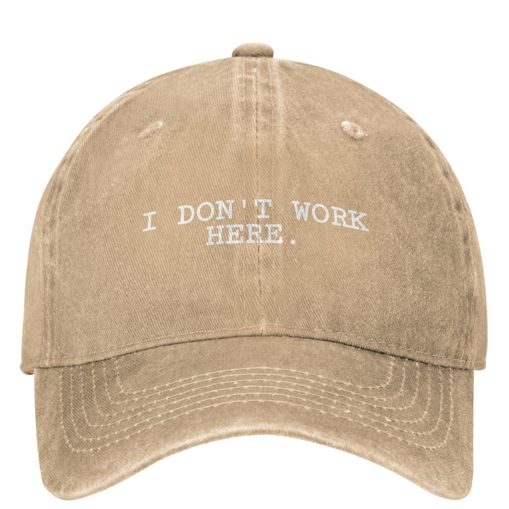 I DONT WORK HERE Washed Baseball Cap Funny Vintage Hip Hop Hats Summer Men Adult Kpop Rock Sunscreen Snapback Cap