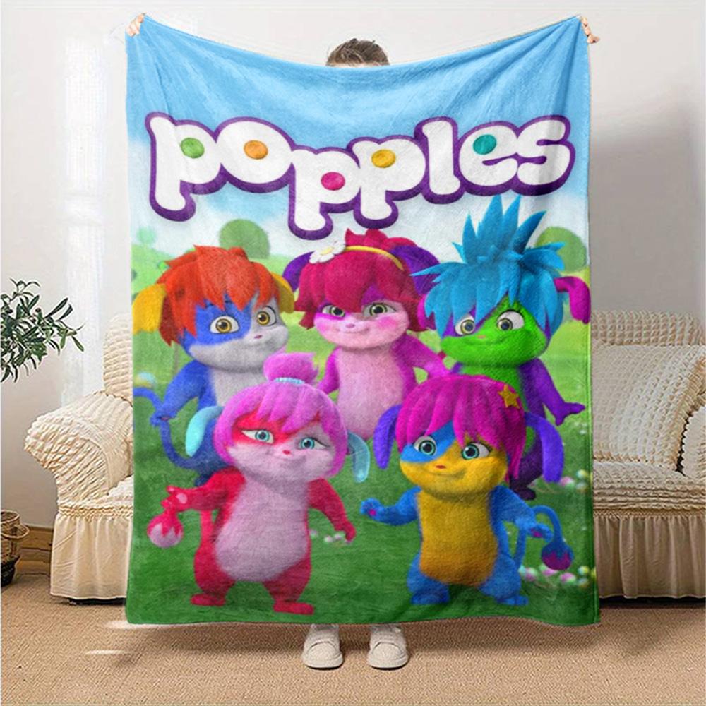Popples Cartoon Print Flannel Blanket High Quality Warm Comfortable Cover for All Seasons Perfect for Gifts Home Decor