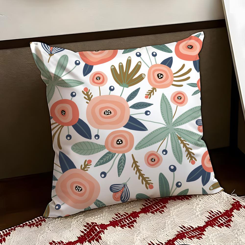 Spring and Summer Floral Cushion Cover Reversible Soft Durable Pillow Cover Home  Car MultiScene Use for Daily Comfort