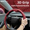 SEAMETAL 3PCS Nappa Leather Steering Wheel Cover Segmented Design Breathable Anti-Slip Universal Car Steering Wheel Protector