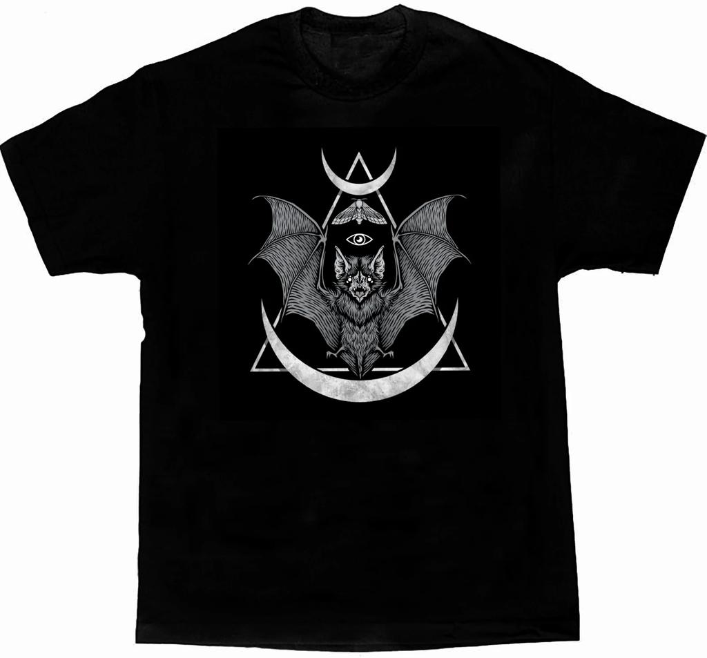 Novel Occult Bat Witchcraft Symbols Mens T Shirt High Quality Cotton Loose Large Sizes Breathable Top Casual Tshirt S3XL