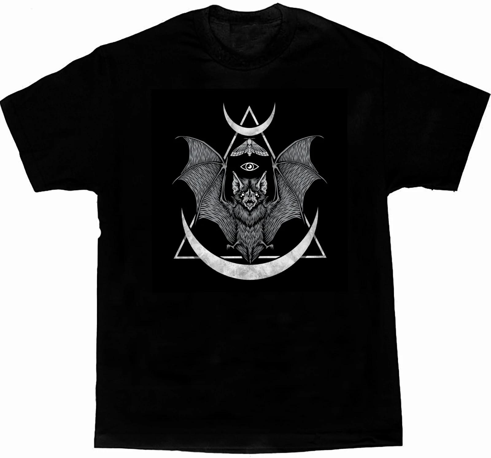 

Novel Occult Bat Witchcraft Symbols Mens T Shirt High Quality Cotton Loose Large Sizes Breathable Top Casual Tshirt S3XL S