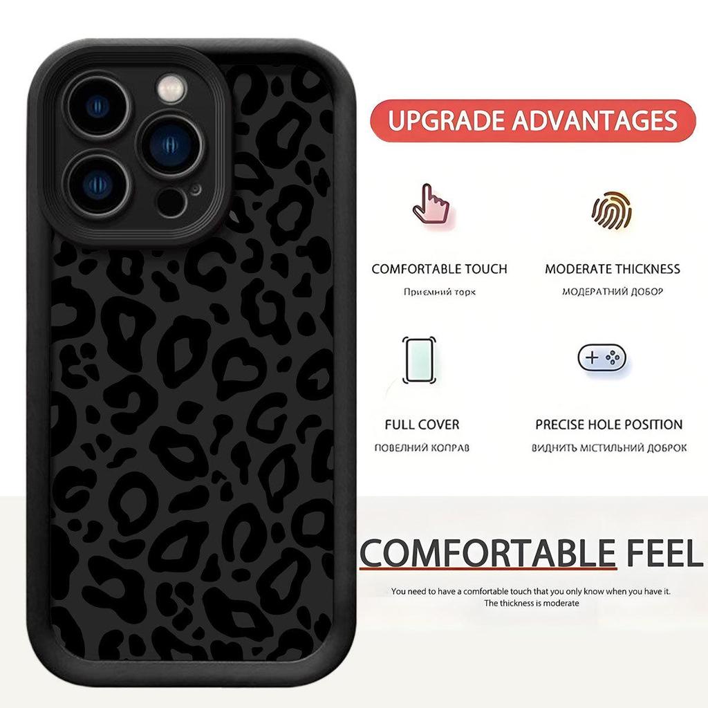Gray Leopard Print Black Groove iPhone 14/15/16/17 Pro Max Protective Case