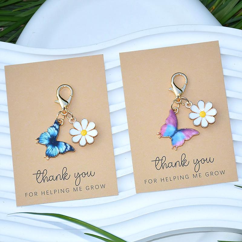 1PC DIY Gift Butterfly Design Pendant Keychain Marker Metal Creativity Keychain Party Daisy Cute