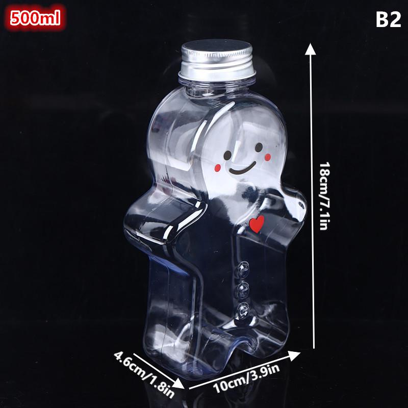 1 PCS Christmas Gingerbread Man Candy Jar Sealed Plastic Juice Drink Bottle Xmas Party New Year Gingerbread Man Drink Container