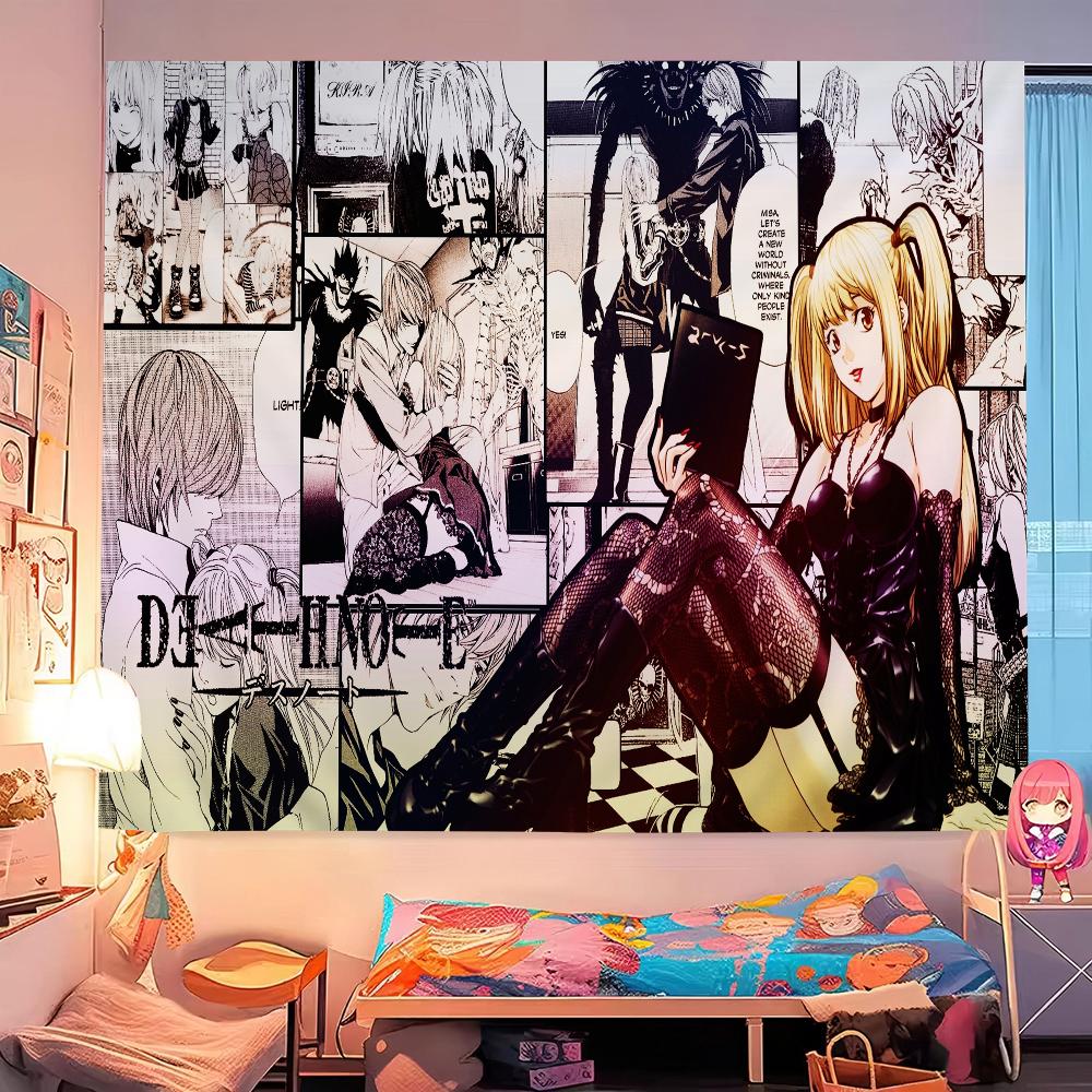 DDDeath Note Manga Tapestry Dorm Wall Decor Modern Stripe Hanging Decoration MultiSize High Quality Flat Print Design