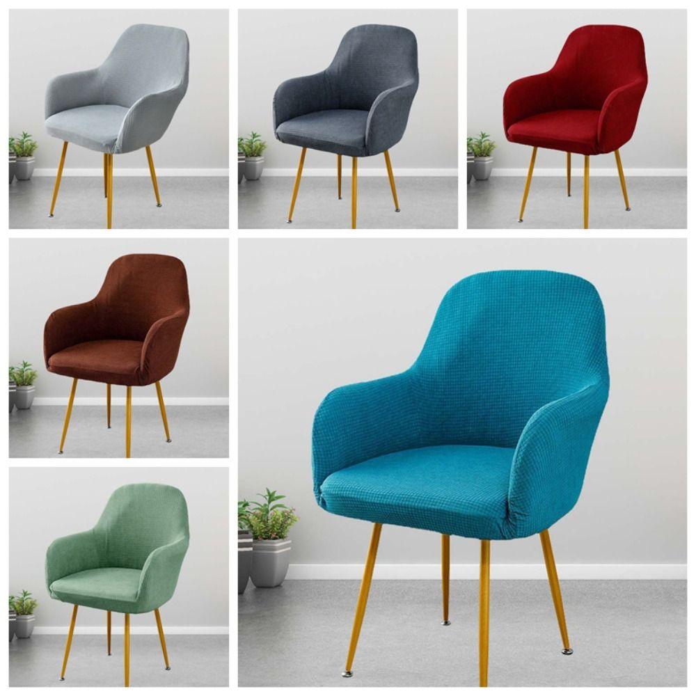 Elastic Solid Color Seat Protection Plaid Wear for Chairs Curved Chair Cover  Friends Party