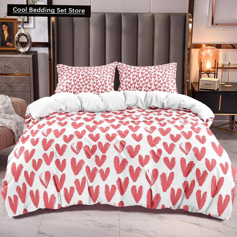 Kjærlighetshjerte Sengetøysett Enkelt Rutete Dynetrekk 200x200 Putetrekk Enkelt Dobbel Queen King Nordisk Par Sengedekke Sengetøy