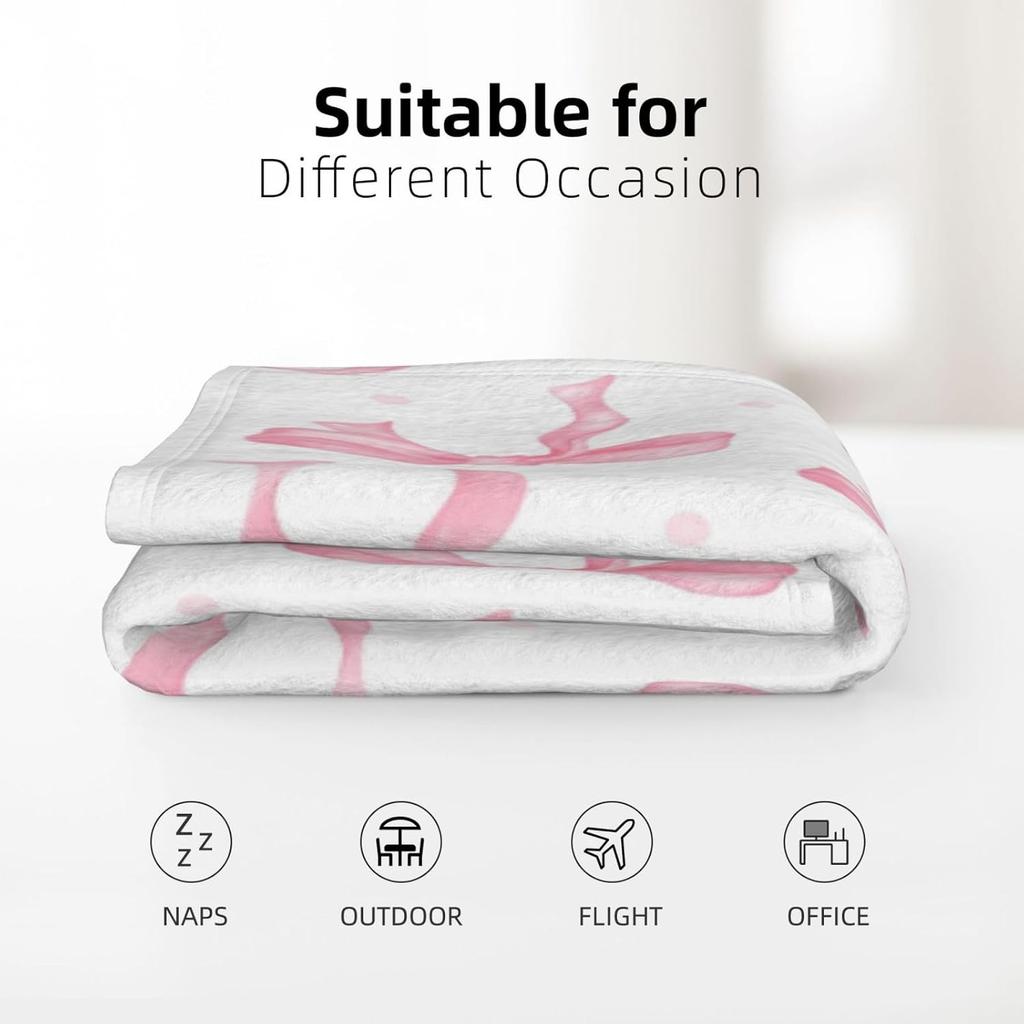 Haukea Throw Blanket Pink Bow Blanket Cute Throw Blankets for Couch Fluffy Cozy Throw Blankets for Bed Living Room Bow Decor Blankets & Throws, Pink