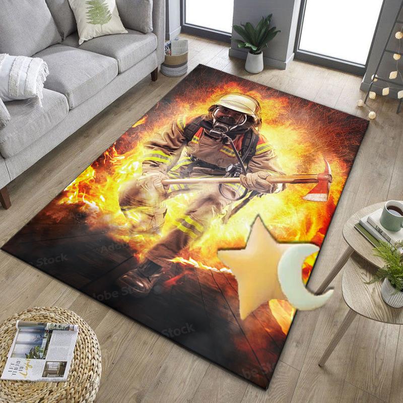 Firefighter Bravery In Action Office Rug Chair Mat, Entryway Carpet, Suitable for Front Door, Bedroom, Living Room, Desk, Holiday Gift