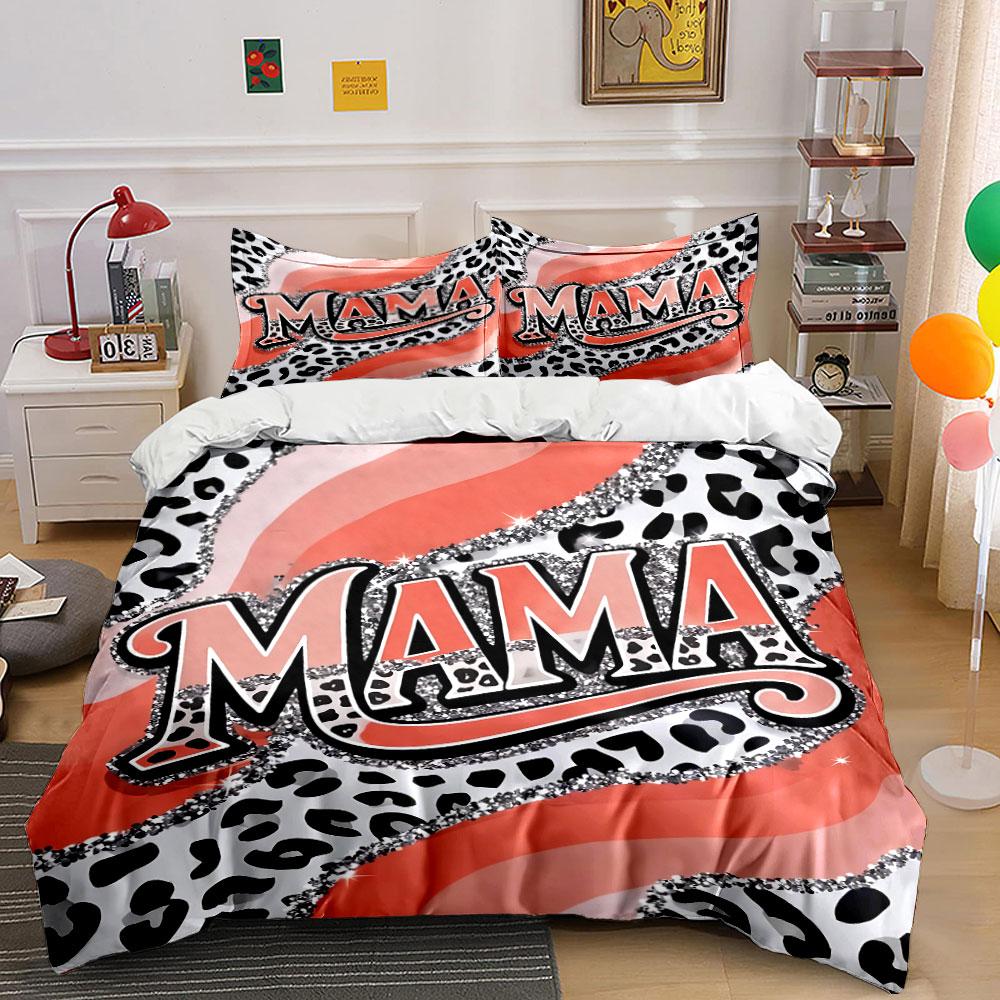Mama Leopard Print Bedding Bedding Duvet Cover Set Duvet Cover Pillowcases (1 * Duvet Cover 2 * Pillowcases, without duvet insert) 135x200cm