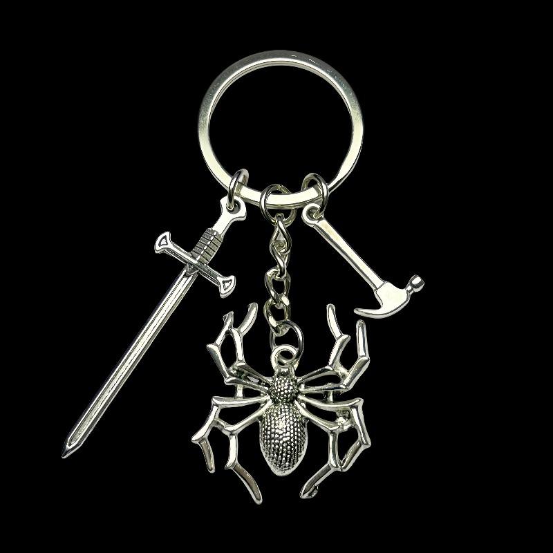 Gothic Dark Horror Spider Keychain - Halloween Insect Accessory